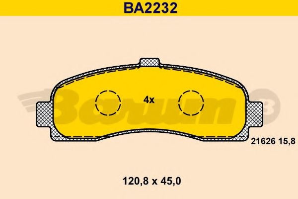 Комплект тормозных колодок, дисковый тормоз BA2232 BARUM