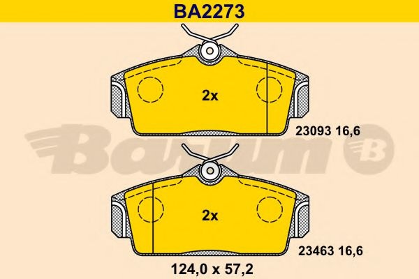 Комплект тормозных колодок, дисковый тормоз BA2273 BARUM