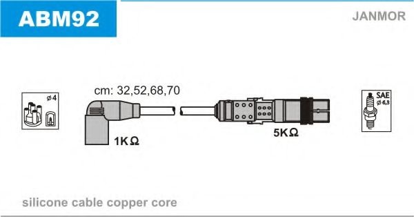 Комплект проводов зажигания ABM92 JANMOR