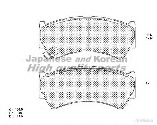 Комплект тормозных колодок, дисковый тормоз 1080-0208 ASHUKI