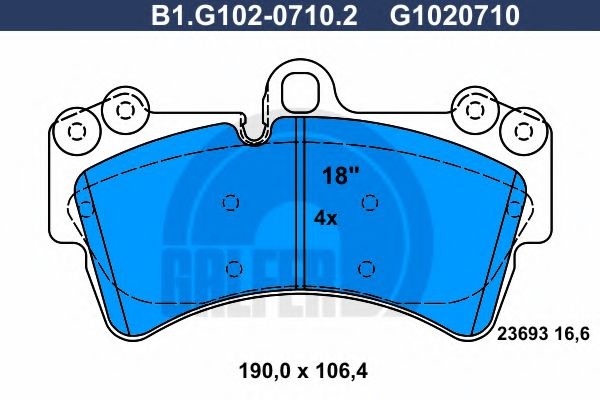 Комплект тормозных колодок, дисковый тормоз B1.G102-0710.2 GALFER