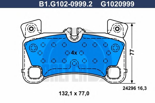Комплект тормозных колодок, дисковый тормоз B1.G102-0999.2 GALFER