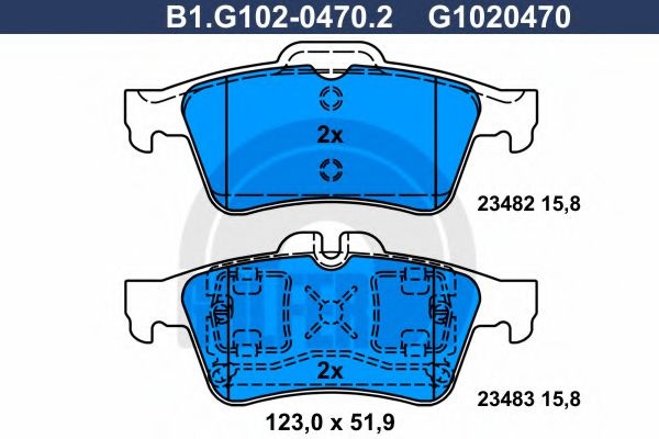 Комплект тормозных колодок, дисковый тормоз B1.G102-0470.2 GALFER