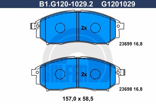 Комплект тормозных колодок, дисковый тормоз B1.G120-1029.2 GALFER