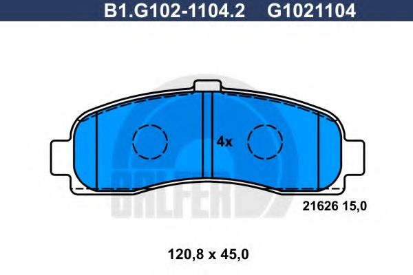 Комплект тормозных колодок, дисковый тормоз B1.G102-1104.2 GALFER
