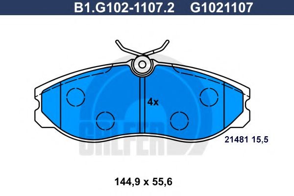 Комплект тормозных колодок, дисковый тормоз B1.G102-1107.2 GALFER