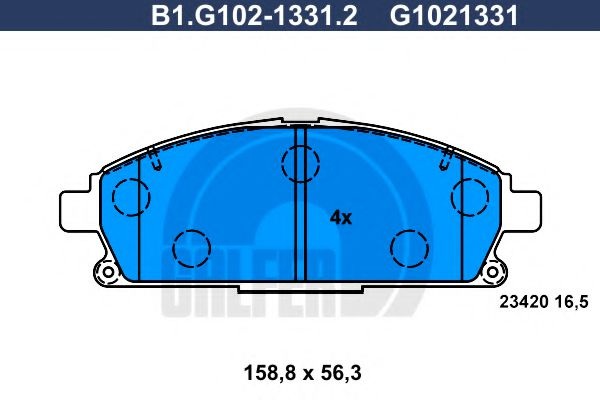 Комплект тормозных колодок, дисковый тормоз B1.G102-1331.2 GALFER