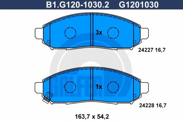 Комплект тормозных колодок, дисковый тормоз B1.G120-1030.2 GALFER
