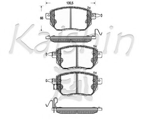 Комплект тормозных колодок, дисковый тормоз D1264 KAISHIN
