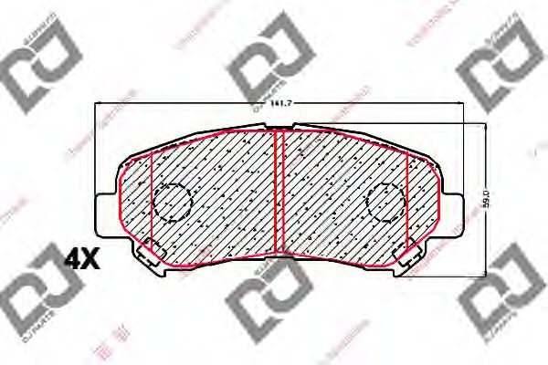 Комплект тормозных колодок, дисковый тормоз BP1522 DJ PARTS