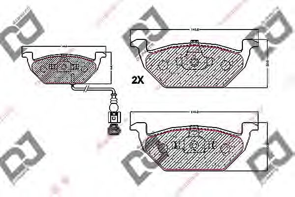 Комплект тормозных колодок, дисковый тормоз BP1188 DJ PARTS