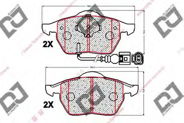 Комплект тормозных колодок, дисковый тормоз BP2047 DJ PARTS
