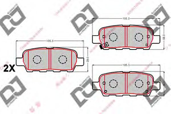 Комплект тормозных колодок, дисковый тормоз BP2096 DJ PARTS
