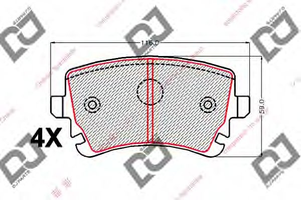 Комплект тормозных колодок, дисковый тормоз BP2118 DJ PARTS
