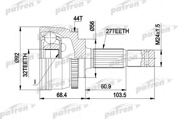 Шарнирный комплект, приводной вал PCV1349 PATRON