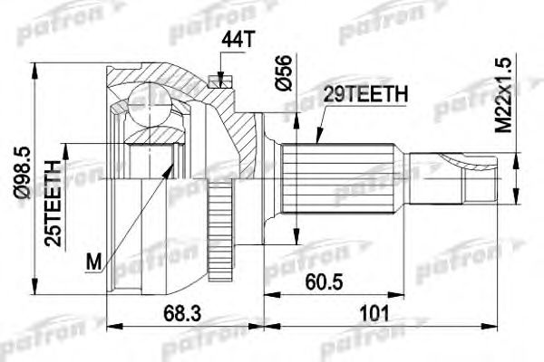 Шарнирный комплект, приводной вал PCV1600 PATRON