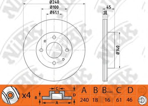 Тормозной диск RN1378 NiBK