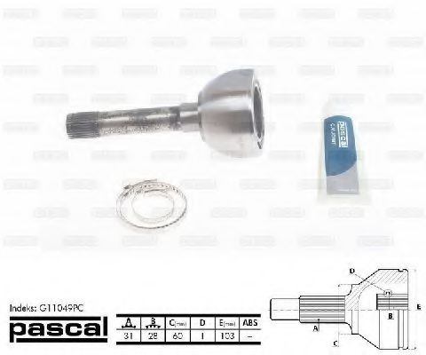 Шарнирный комплект, приводной вал G11049PC PASCAL