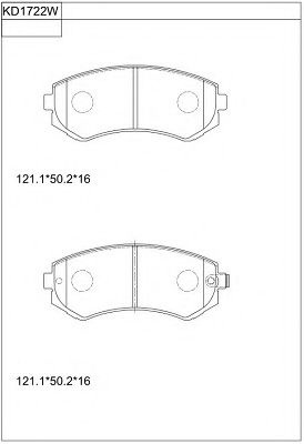 Комплект тормозных колодок, дисковый тормоз KD1722W ASIMCO