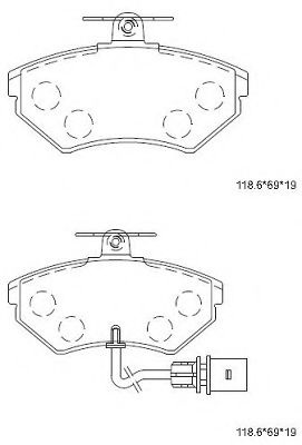 Комплект тормозных колодок, дисковый тормоз KD7527 ASIMCO