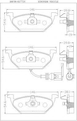 Комплект тормозных колодок, дисковый тормоз KD7726 ASIMCO