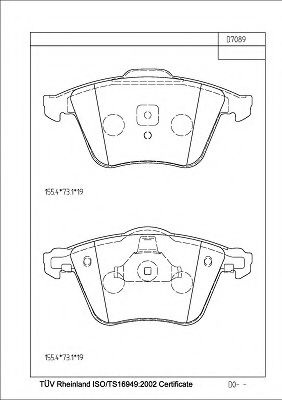 Комплект тормозных колодок, дисковый тормоз KD77535 ASIMCO