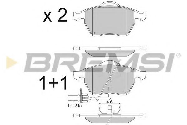 Комплект тормозных колодок, дисковый тормоз BP2816 BREMSI