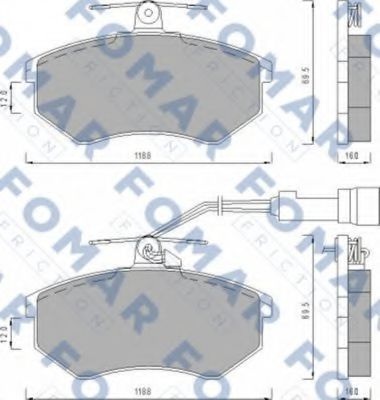Комплект тормозных колодок, дисковый тормоз FO 670281 FOMAR Friction