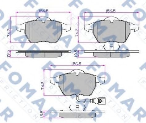 Комплект тормозных колодок, дисковый тормоз FO 692581 FOMAR Friction