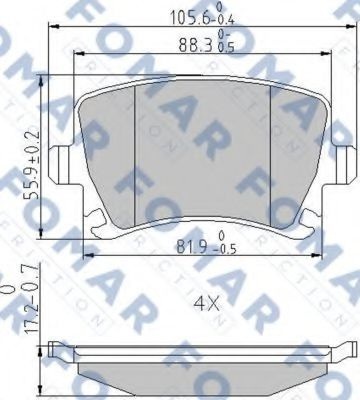 Комплект тормозных колодок, дисковый тормоз FO 912381 FOMAR Friction
