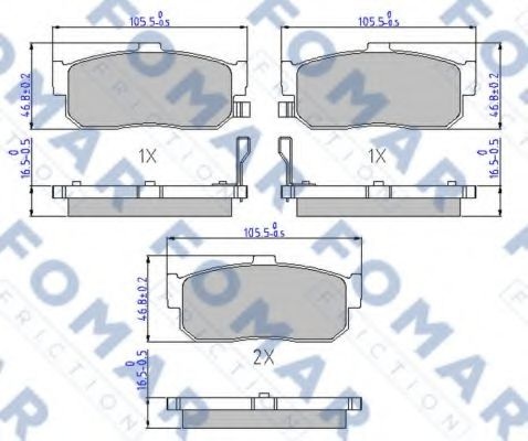 Комплект тормозных колодок, дисковый тормоз FO 916981 FOMAR Friction