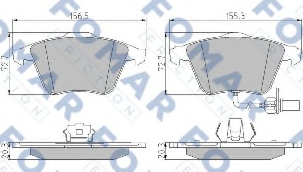Комплект тормозных колодок, дисковый тормоз FO 920981 FOMAR Friction