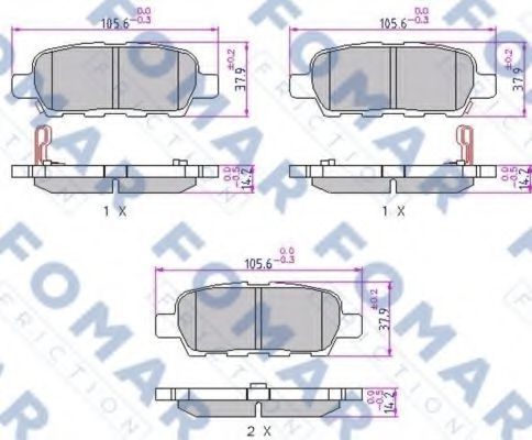 Комплект тормозных колодок, дисковый тормоз FO 923981 FOMAR Friction