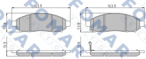 Комплект тормозных колодок, дисковый тормоз FO 935081 FOMAR Friction