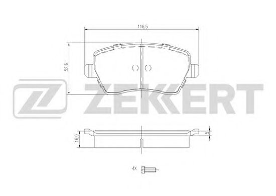 Комплект тормозных колодок, дисковый тормоз BS-1221 ZEKKERT