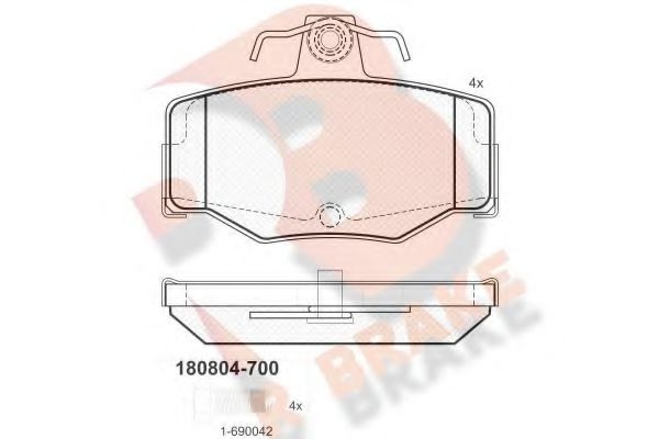 Комплект тормозных колодок, дисковый тормоз RB0804-700 R BRAKE