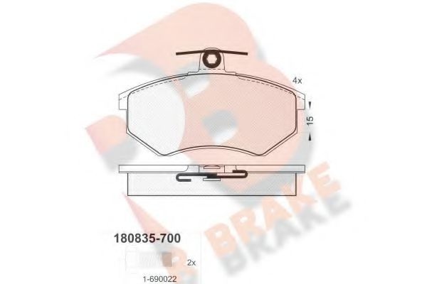 Комплект тормозных колодок, дисковый тормоз RB0835-700 R BRAKE