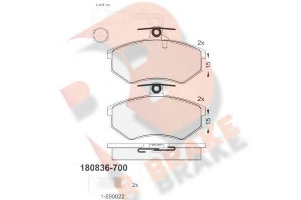Комплект тормозных колодок, дисковый тормоз RB0836-700 R BRAKE