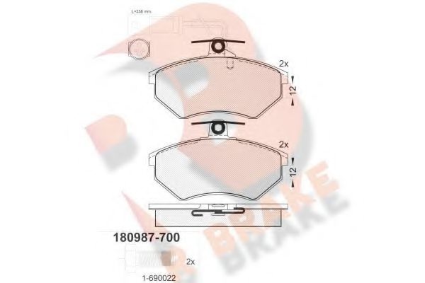 Комплект тормозных колодок, дисковый тормоз RB0987-700 R BRAKE