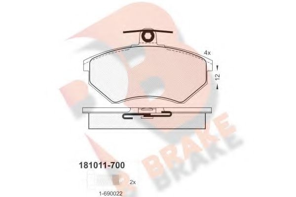 Комплект тормозных колодок, дисковый тормоз RB1011-700 R BRAKE