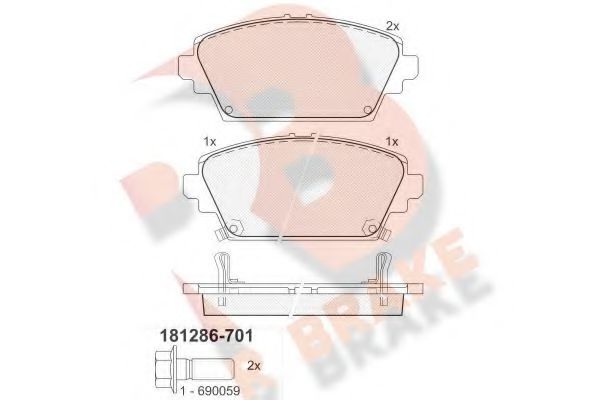 Комплект тормозных колодок, дисковый тормоз RB1286-701 R BRAKE