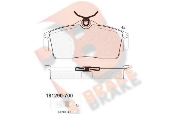 Комплект тормозных колодок, дисковый тормоз RB1290-700 R BRAKE
