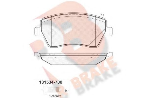 Комплект тормозных колодок, дисковый тормоз RB1534-700 R BRAKE