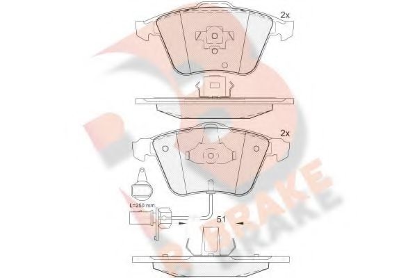 Комплект тормозных колодок, дисковый тормоз RB1654 R BRAKE