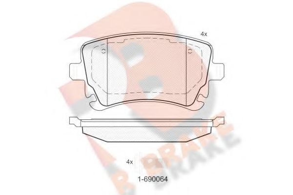 Комплект тормозных колодок, дисковый тормоз RB1674-204 R BRAKE
