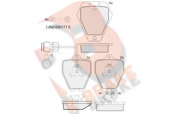 Комплект тормозных колодок, дисковый тормоз RB1693 R BRAKE